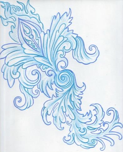 Tattoos - Blue Sketchbook Filigree Power Energy Key Tattoo Concept - 60614
